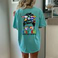 National Hispanic Heritage Month Messy Bun Latin Flags Women's Oversized Comfort T-Shirt Back Print Chalky Mint