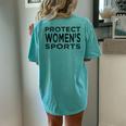 Protect Women's Sports Save Title Ix High School College Women's Oversized Comfort T-Shirt Back Print Chalky Mint