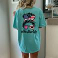 Realtor Life Real Estate 4Th Of July Messy Bun Flag Us Women's Oversized Comfort T-Shirt Back Print Chalky Mint