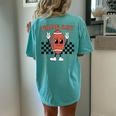 Retro Groovy Game Day American Football Players Fans Outfit Women's Oversized Comfort T-Shirt Back Print Chalky Mint