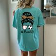 Soccer And Baseball Mom Messy Bun Leopard Women's Oversized Comfort T-Shirt Back Print Chalky Mint