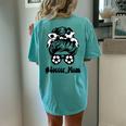 Soccer Mom Cute Messy Bun Soccer Game Day Cheer Mom Mom Life Women's Oversized Comfort T-Shirt Back Print Chalky Mint