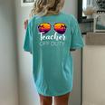 Teacher Off Duty Last Day Of School Palm Tree Sunglasses Women's Oversized Comfort T-Shirt Back Print Chalky Mint
