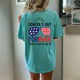 Teacher Schools Out Forever American Flag Sunglasses Women's Oversized Comfort T-Shirt Back Print Chalky Mint