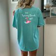 Teacher Spring Break With Reading Flamingo Women's Oversized Comfort T-Shirt Back Print Chalky Mint