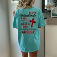 Never Underestimate A Girl Blood Of Jesus August Women's Oversized Comfort T-Shirt Back Print Chalky Mint