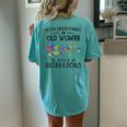 Never Underestimate An Old Woman With A Guitar And Dogs Women's Oversized Comfort T-Shirt Back Print Chalky Mint