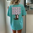 White Howdy Rodeo Western Country Southern Cowgirl Boots Women's Oversized Comfort T-Shirt Back Print Chalky Mint