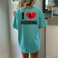 Winter Sport With Horse I Love Skijoring Women's Oversized Comfort T-Shirt Back Print Chalky Mint