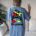 Guyana Girl Pride Guyanese Girl Guyana Messy Bun Women's Oversized Comfort T-Shirt Back Print Blue Jean