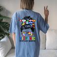 National Hispanic Heritage Month Messy Bun Latin Flags Women's Oversized Comfort T-Shirt Back Print Blue Jean