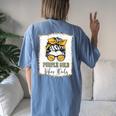 Purple Gold Football Mom Mother Football Vibes Women's Oversized Comfort T-Shirt Back Print Blue Jean