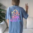 9 Years Of Being Awesome Tie Dye Hearts 9Th Birthday Girl Women's Oversized Comfort T-Shirt Back Print Moss