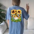 Cute Sunflower Gnome For Gardener And Cute Mom Summer Women's Oversized Comfort T-Shirt Back Print Moss