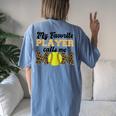 My Favorite Player Calls Me Mom Softball Leopard Women's Oversized Comfort T-Shirt Back Print Moss