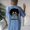Be Kind Autism Awareness Messy Bun Girl Afro Woman Women's Oversized Comfort T-Shirt Back Print Moss