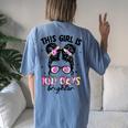 Messy Bun 100 Days Of School This Girl Is 100 Days Brighter Women's Oversized Comfort T-Shirt Back Print Moss