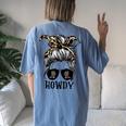 Messy Bun Hat Howdy Rodeo Western Country Southern Cowgirl Women's Oversized Comfort T-Shirt Back Print Moss