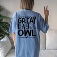 Owls School Sports Fan Team Spirit Great Day Women's Oversized Comfort T-Shirt Back Print Moss