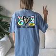 Peace Love Eighth Grade Tie Dye Student Teacher Women's Oversized Comfort T-Shirt Back Print Moss
