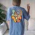 Peace Sign Love 60S 70S Costume Groovy Hippie Theme Party Women's Oversized Comfort T-Shirt Back Print Moss