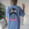 Pray For Maui Hawaii Strong Messy Bun Girls Women's Oversized Comfort T-Shirt Back Print Moss