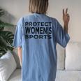 Protect Women's Sports Save Title Ix High School College Women's Oversized Comfort T-Shirt Back Print Moss