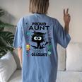 Proud Aunt Of A Class Of 2023 Graduate Cool Black Cat Women's Oversized Comfort T-Shirt Back Print Moss