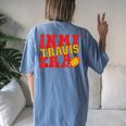 Retro Groovy In My Travis Era Football Theme Women's Oversized Comfort T-Shirt Back Print Moss