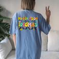 Retro Mi Corazon Late En Dos Idiomas Groovy Spanish Teacher Women's Oversized Comfort T-Shirt Back Print Moss