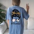 Soccer And Baseball Mom Messy Bun Leopard Women's Oversized Comfort T-Shirt Back Print Moss