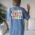 Third Grade Vibes Retro 3Rd Grade Teacher 1St Day Of School Women's Oversized Comfort T-Shirt Back Print Moss