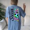 Tie-Dye Leopard Soccer Mom Support Soccer Players Women's Oversized Comfort T-Shirt Back Print Moss