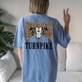 Turnpike Bull Skull Music Country Western Turnpike Cowgirl Women's Oversized Comfort T-Shirt Back Print Moss