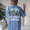 Never Underestimate An Old Woman With A Camper Women's Oversized Comfort T-Shirt Back Print Moss