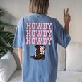White Howdy Rodeo Western Country Southern Cowgirl Boots Women's Oversized Comfort T-Shirt Back Print Moss