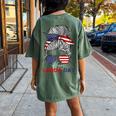 Happy Labor Day For All Workers Messy Bun American Flag Women's Oversized Comfort T-Shirt Back Print Moss