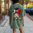 Messy Bun Mexican Flag Independence Day Woman Vintage Women's Oversized Comfort T-Shirt Back Print Moss