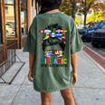 National Hispanic Heritage Month Messy Bun Latin Flags Women's Oversized Comfort T-Shirt Back Print Moss