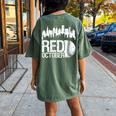 Vintage Red October Philly Baseball Retro Skyline Women's Oversized Comfort T-Shirt Back Print Moss