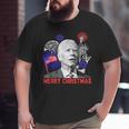 Funny Joe Biden Merry Christmas In July Usa Flag 4Th Of July Usa Funny Gifts Big and Tall Men Graphic T-shirt
