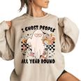 Ghost People Year Round Cool Spooky Ghost Halloween Halloween Funny Gifts Women Oversized Sweatshirt Sand