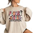 Retro Spooky Sister Floral Boho Ghost Sis Halloween Costume Gifts For Sister Funny Gifts Women Oversized Sweatshirt Sand
