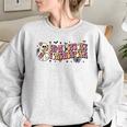 Groovy In My Spooky Teacher Era Halloween Trick Or Teach Halloween Gifts Women Oversized Sweatshirt Sport Grey