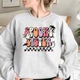 Retro Spooky Sister Floral Boho Ghost Sis Halloween Costume Gifts For Sister Funny Gifts Women Oversized Sweatshirt Sport Grey