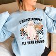 Ghost People Year Round Cool Spooky Ghost Halloween Halloween Funny Gifts Women Oversized Sweatshirt Light Blue