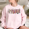 Groovy In My Spooky Teacher Era Halloween Trick Or Teach Halloween Gifts Women Oversized Sweatshirt Light Pink