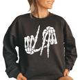 Cute Freaky Los Angeles Hand Sign Skeleton La Gift Women Oversized Sweatshirt Black