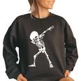 Dabbing Skeleton - Funny Halloween Dab Skull Women Oversized Sweatshirt Black