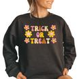 Groovy Trick Or Treat Retro Vintage Halloween Retro Vibes Halloween Funny Gifts Women Oversized Sweatshirt Black Groovy Trick Or Treat Retro Vintage Halloween Retro Vibes Halloween Funny Gifts Women Oversized Sweatshirt Black